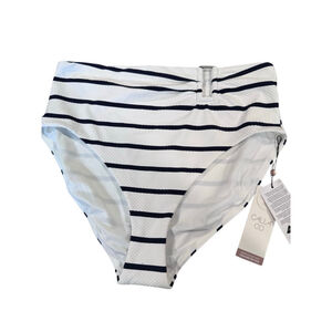 Women's CALIA Bikini Bottom L White Blue Stripe